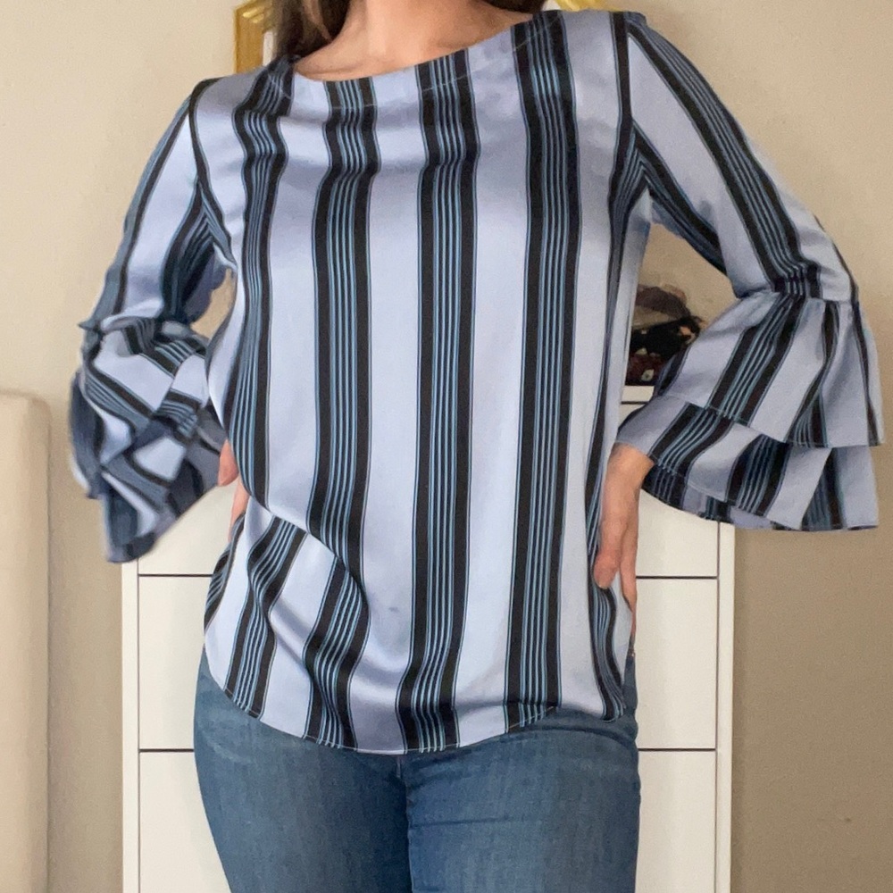 Loft Blue Multi Striped Blouse
